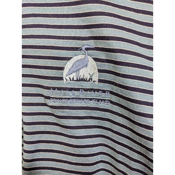 Mens Size XL Striped Golf Polo Blue Striped Mill River PEI Canada - Picture 4 of 5